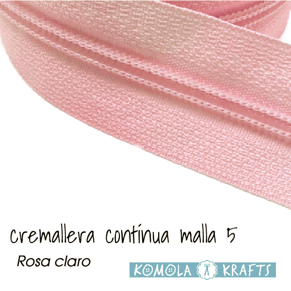 Cremallera rosa claro por metros malla 5 - Komola Krafts