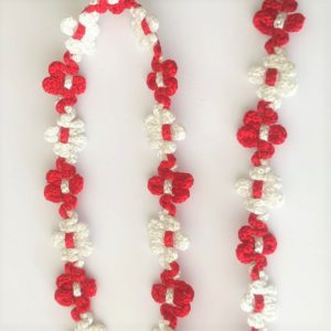 cinta flores rojo y blanco