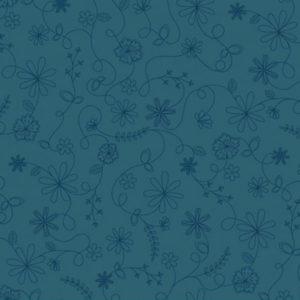 Tela Kimberbell Vintage Flora Azul
